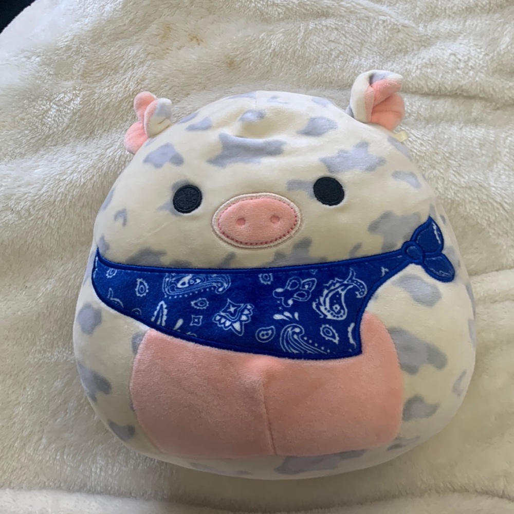 Pig Squishmallow with bandanna